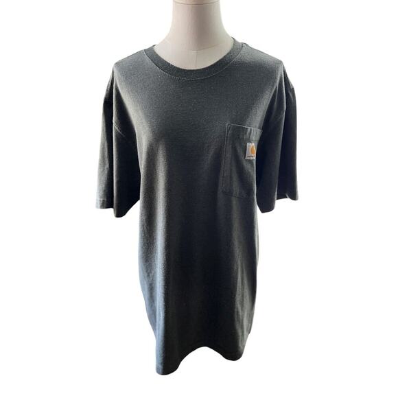 Carhartt Men's Medium T-Shirt Green Loose Fit Pocket Workwear Cotton Tee - Picture 1 of 9